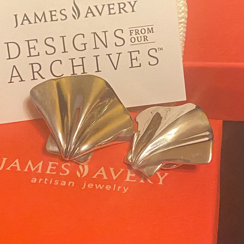 James Avery Rare 2025 Archives Silver Concha Espanola French Clip Earrings